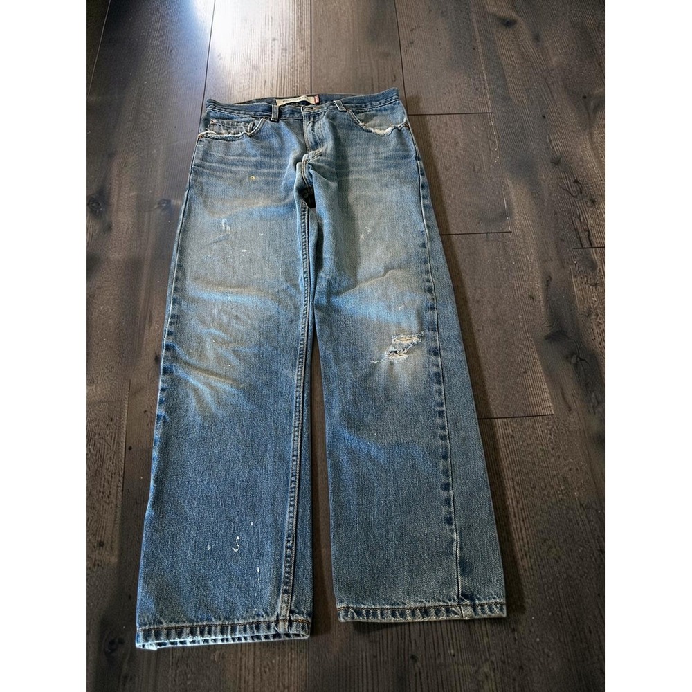 Levis 505 Jeans Mens 34x30 Vintage Y2K Distressed Faded Paint Grunge Workwear